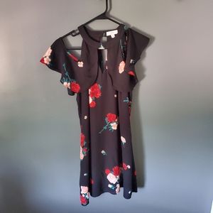 Black and floral mini dress